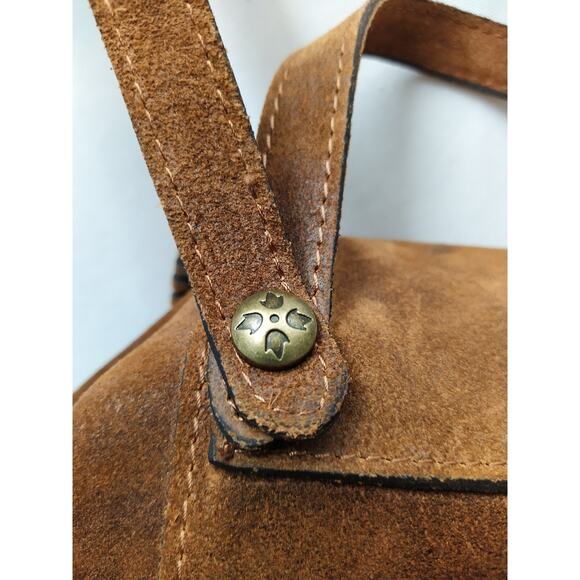 Patricia Nash Casape Burnished Cognac Suede Drawstring Backpack - MSRP $199